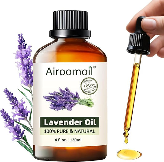 Premium Lavender Essential Oil for Relaxation DIY Diffusers Candles Nails Soaps Shampoo Scented Oil 4 Fl Oz Airoomoil