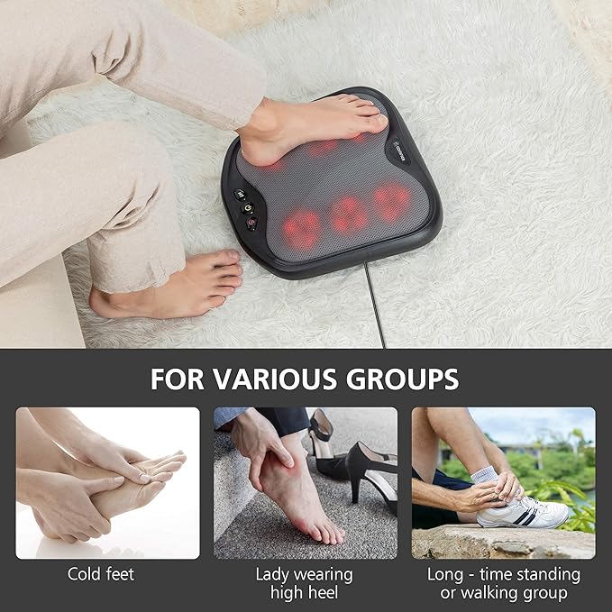 COMFIER Shiatsu Foot Massager with Heat- Kneading Foot & Back Massager with Washable Cover, Feet Warmer for Men,Women, Electric Feet Massager Machine for Plantar Fasciitis,Foot - Bloomnest