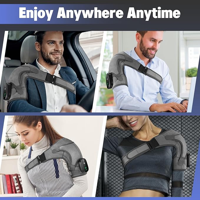 Cordless Shoulder Heating Pad, Heated Shoulder Wrap, Shoulder Massager Brace Rotator Cuff Support for Women and Men - Bloomnest