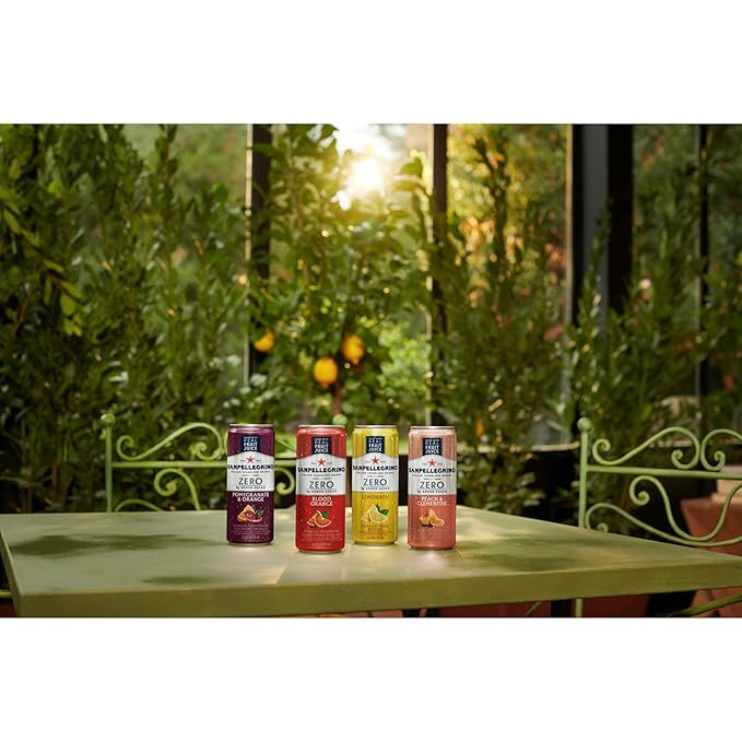 Sanpellegrino Zero Grams Added Sugar Italian Sparkling Drinks Blood Orange, Sparkling Orange and Blood Orange Beverage, 24 Pack of 11.15 Fl Oz Cans - Bloomnest