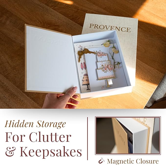Flaxen Decorative Books for Home Decor – Faux Book Storage Box Set with Magnetic Closure & Linen Cover – Coffee Table Decor Books for Living Room, Bookshelf, Entryway (Set of 2, Oversized) - Bloomnest