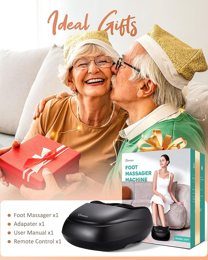 Foot Massager Machine with Heat, Shiatsu Deep Kneading Foot Massager with Remote, Compression, Multi-Massage Modes, Auto-Off Timers, Gifts for Women Men - Bloomnest