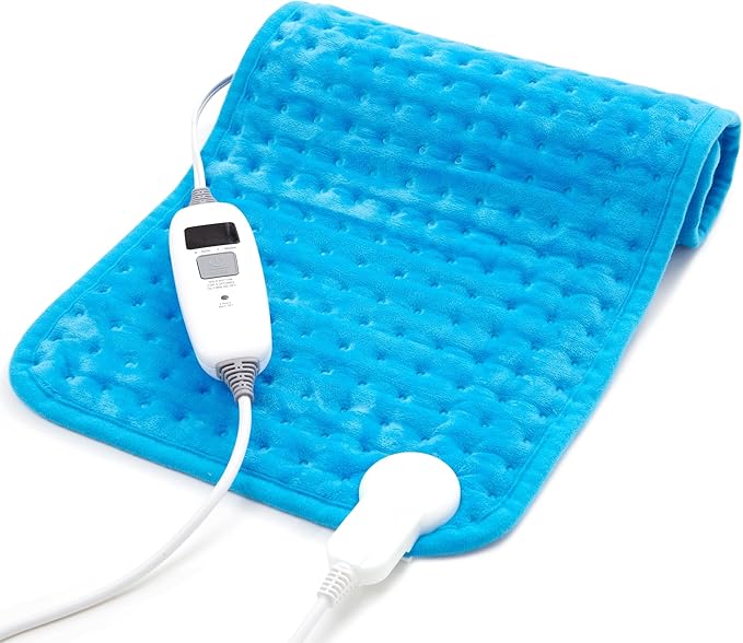 Electric Heating Pad for Back Pain Relief & Cramps - 6 Heat Settings,Auto Shut Off,Moist Heat Options,Portable Heated Pads for Neck/Shoulder Machine Washable Gift for Men Women,Blue,12"x24" - Bloomnest