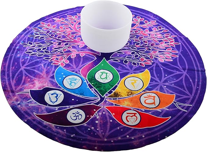 FMTY Perfect Pitch Crystal Singing Bowl 14 inch Washable Healing Bowl Cushion 52"Meditation Sound Bowl with Singing Bowls Mat for Relaxation, Yoga, Chakra Healing, Stress Relief (C Note, 14 inch) - Bloomnest