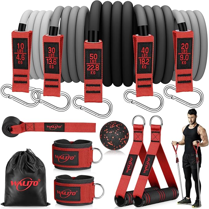 WALITO Resistance Bands Set - Exercise Bands with Handles, Door Anchor, Legs Ankle Straps, for Heavy Resistance Training, Physical Therapy, Muscle Training, Yoga, Home Workouts, Gym - Bloomnest