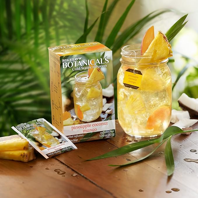 Bigelow Botanicals Pineapple Coconut Mango, Caffeine Free Herbal Tea with Pineapple and Coconut Flavor, 18 Count (Pack of 6), 108 Total Tea Bags - Bloomnest