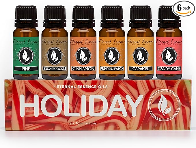 Eternal Essence Oils Holiday Set of 6 Premium Fragrance Oils - Oils for Diffusers, Soap & Candle Making, Aromatherapy - Includes Candy Cane, Pumpkin Patch - for Candle, Soap Making, & More - 10ML - Bloomnest