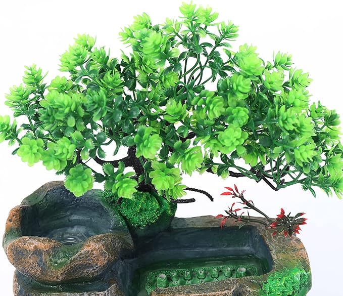 Tabletop Fountain Rockery, Small Waterfall Water Fountains Indoor, Mini Desktop Waterfall with Water Pump Atomizer for Home Office Bedroom Desk Decoration