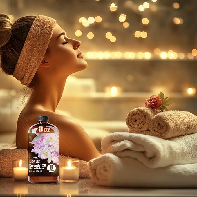 Lotus Essential Oil, Lotus Oil 8 Fl Oz 240ML for Diffuser Humidifier Yoga Cleaning DIY Candle Soap Making Perfume Gift for Women Essential Oils - Bloomnest