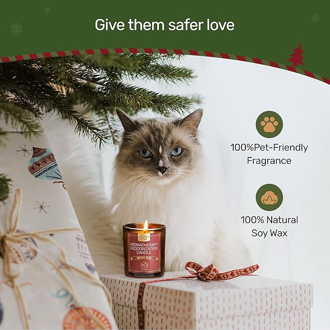 Odor Eliminating Candle, Berry Rum Scented Candle, Pet-Friendly Soy Candles for Christmas, 60 Hours, 7 oz - Bloomnest