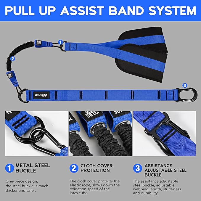 Pull Up Assistance Bands, Adjustable Heavy Duty Resistance Band for Pull Up, 3 Pull Up Bands, Comfortable Fabric Feet/Knee Rest, Assistance Bands for Pull-Up, Home Fitness, Body Stretching - Bloomnest
