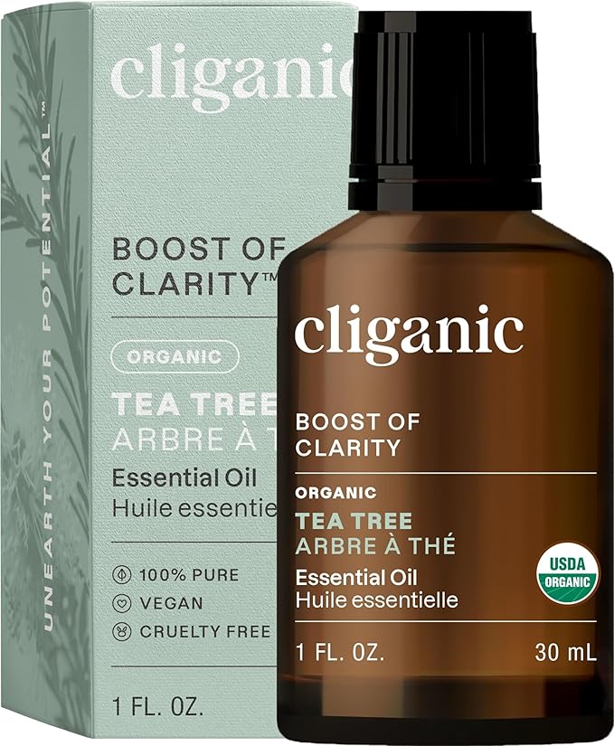 Cliganic Organic Tea Tree Essential Oil, 100% Pure Natural, for Aromatherapy | Non-GMO Verified (Packaging May Vary) Cliganic