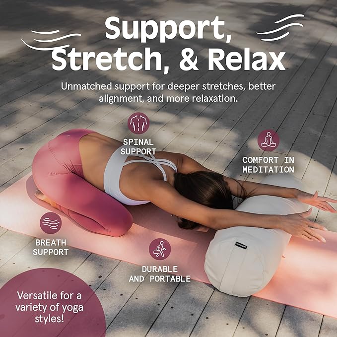 Retrospec Retrospec Sequoia Yoga Bolster Pillow - Meditation Cushion for Yoga Practices - Includes Machine Washable 100% Cotton Cover & Durable Carry Handle - Bloomnest