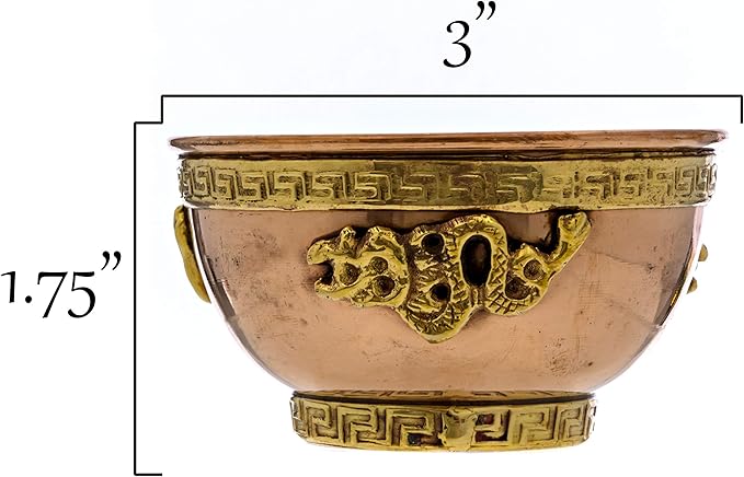 Alternative Imagination Dragon Copper Bowl - Offering Bowl For Altar Use, Ritual Offerings, Witchy Home Decor - Incense Holder for Incense Cones, White Sage, Palo Santo Sticks - 3 Inches Wide - Bloomnest