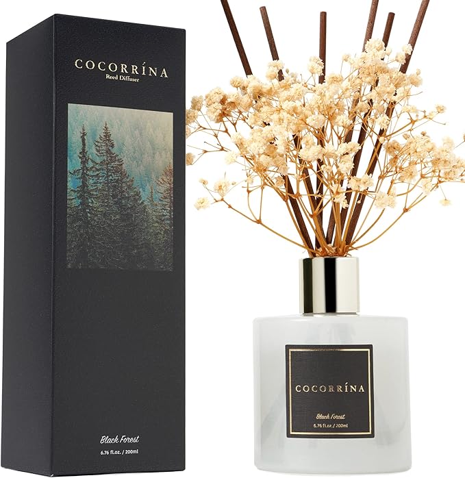 Cocorrína Reed Diffuser Sets, 6.7 fl oz. Black Forest Diffuser with Sticks Home Fragrance Reed Diffuser for Bathroom Shelf Decor - Bloomnest