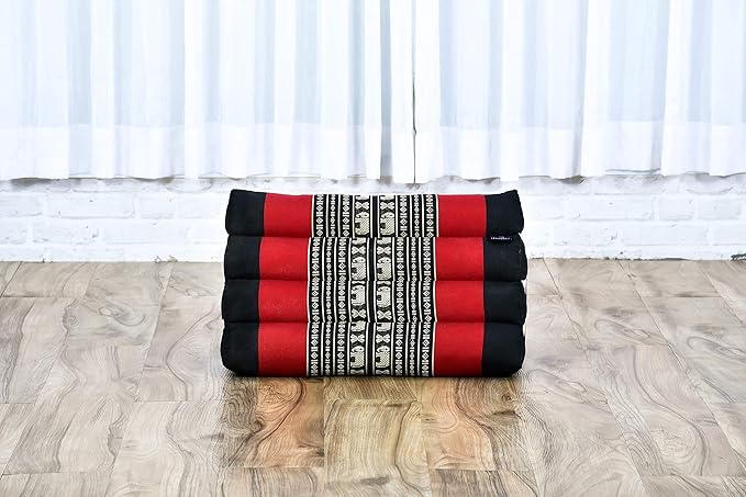 Leewadee Triangle Cushion – Comfortable Backrest for TV or Reading, Incline Pillow for Relaxing Made of Kapok, 20 x 13 x 13 inches, Black Red - Bloomnest