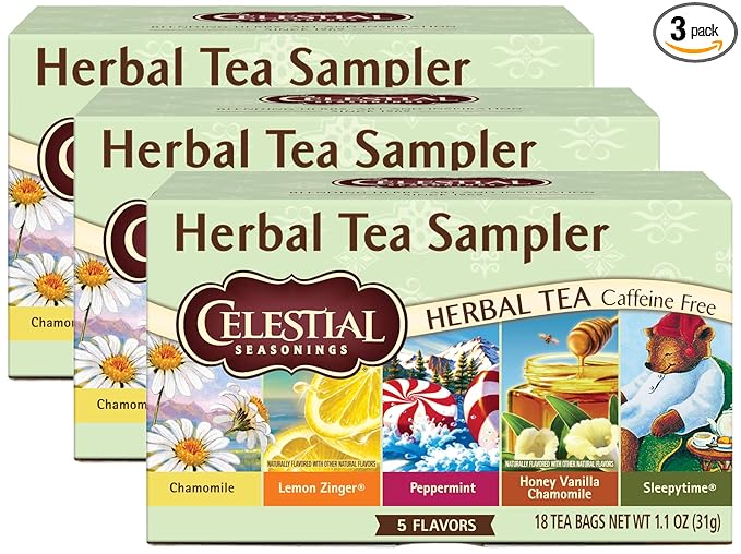 Celestial Seasonings Herbal Tea, Tea Sampler, 18 Count (Pack of 3) - Bloomnest