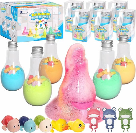 FIREKOTO® 8pcs Purely Handmade Kids' Rainbow Interactive Bath Bombs kids Potions丨Organic Colorful Bubble Bath for Kids Safe, Best Birthday, Party, Easter Bath Bombs Gift Set for Girls and Boys(8-Pack) - Bloomnest