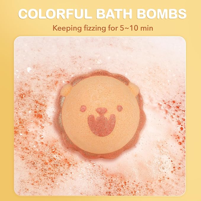 SHUCHING 14 Pcs Brown Lion Bath Bombs with Surprise Inside, Natural and Organic Bubble Bath Fizzy Balls for Kids, Birthday Christmas Gifts Set for Boys Girls - Bloomnest