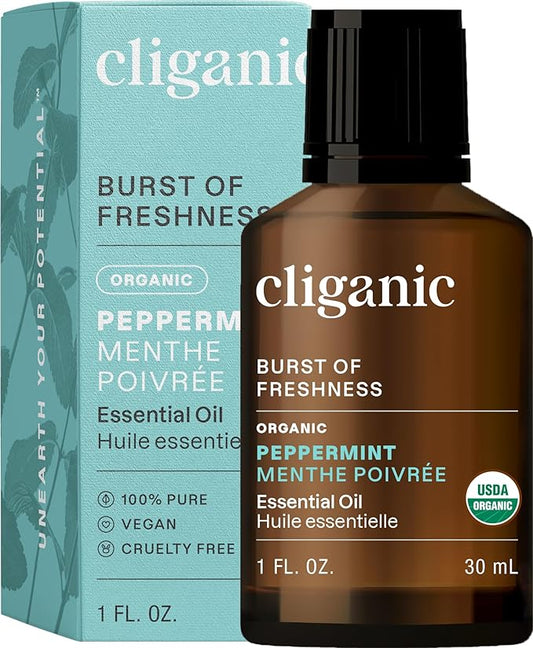 Cliganic Organic Peppermint Essential Oil, 1oz - 100% Pure Natural Undiluted, for Aromatherapy | Non-GMO Verified (Packaging May Vary) - Bloomnest