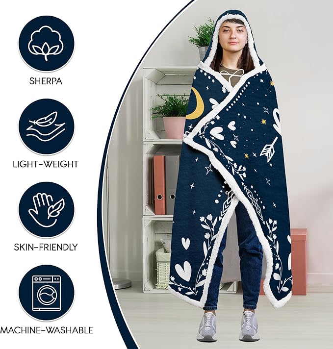 GEEMBI Birthday Gifts for Mom from Daughter or Son - Blue Mama Wearable Blanket Hoodie 47x72 in - Birthday Gifts for Women, Gift for Mother in Law, Mama Gift Ideas, Blanket for Mom - Bloomnest