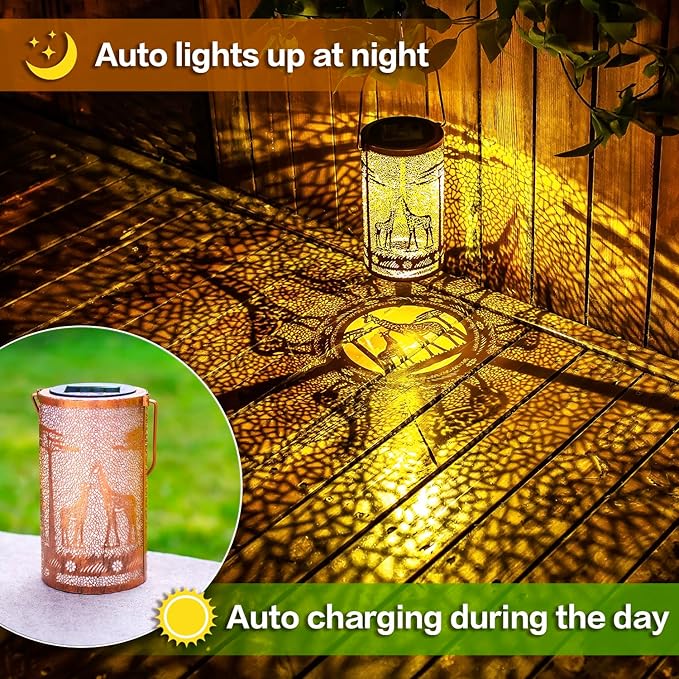 Giraffe Solar Lanterns Outdoor Waterproof Hanging Solar Lights Giraffe Gifts for Women Men Metal Decorative LED Giraffe Lanterns for Garden Decor,Yard,Patio,Lawn,Tabletop,Pathway,Landscape - Bloomnest