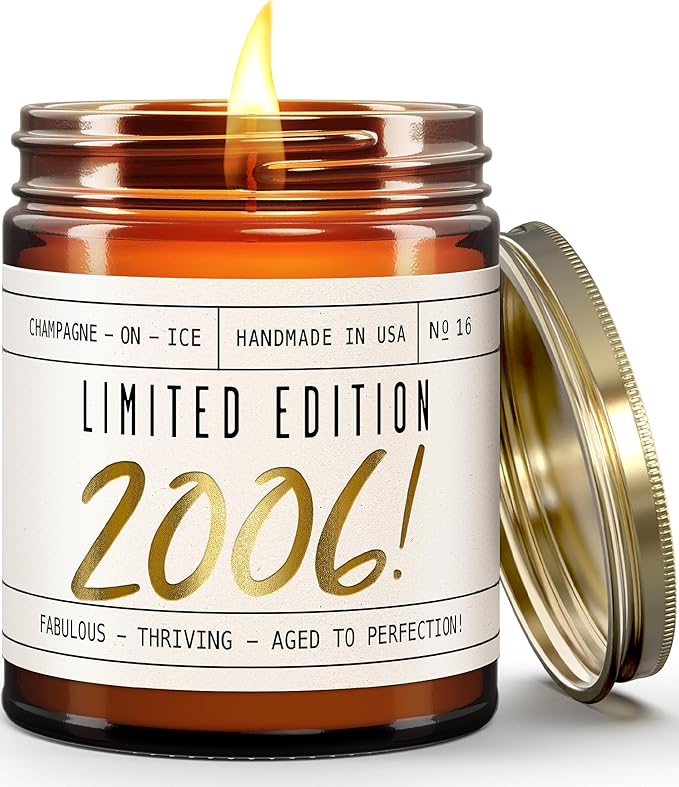 19th Birthday Gifts for Girls - 'Limited Edition 2006' Soy Candle, w/Champagne on Ice I 19 Birthday Gifts for Women I 19th Gift for Her Ideas I 9oz Reusable Jar, 50Hr Burn, Made in USA - Bloomnest