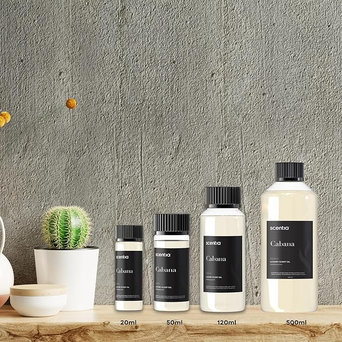 Scentia Hotel Diffuser Oil Inspired by 5-Star Hotel Scent - 500 ml 16.9 fl oz - Fragrance Oil Blend Jasmine, Bergamot & Fresh Marine Notes for Aromatherapy Diffusers and Humidifiers - Cabana - Bloomnest