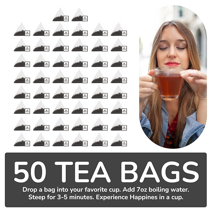 BREWIX, Earl Grey Black Tea Bags (50 Pyramid Bags) Bold & Aromatic Tea with Bergamot | Gluten Free, Energizing & Caffeinated | Sugar-Free, High Caffeine | Gourmet Tea - Bloomnest