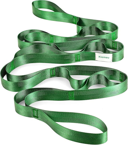 Stretch Strap With Loops For Physical Therapy, Yoga Straps For Stretching With Loops, Non-elastic Leg Straps For Knee Rehab, 8 ft Long x 1.2 inch Wide - Bloomnest