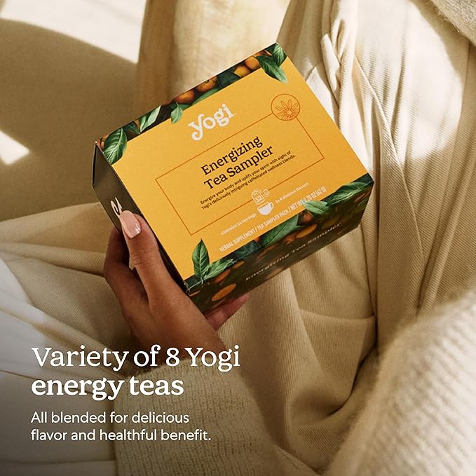 Yogi Organic Tea Energy Sampler Box (32 Tea Bags) - 8 Energizing Black & Green Teas - Contains Caffeine - Gift Set & Variety Pack - Bloomnest