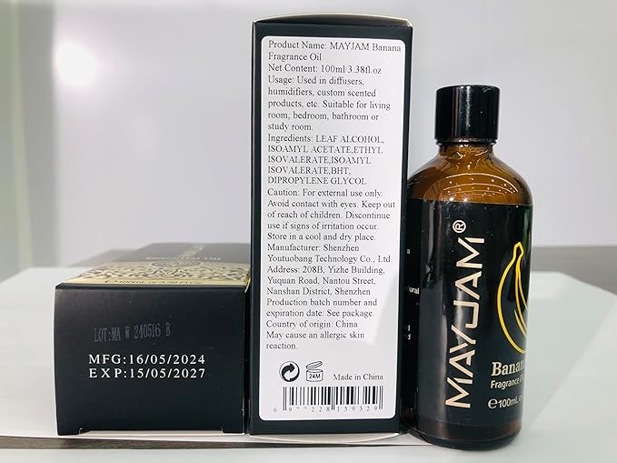 MAYJAM 100ML/3.38FL.OZ Banana Fragrance Oils with Glass Dropper, Essential Oils for Diffusers for Home, Long Lasting Scented Oils for Diffusers Soap Candle Making - Bloomnest