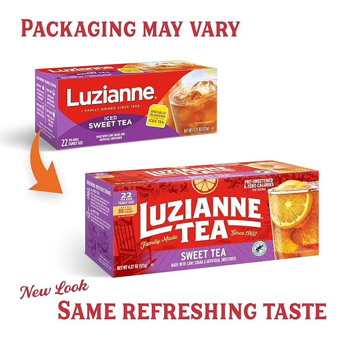Luzianne Sweet Iced Tea Bags, Family Size, 22ct Box (Pack of 6) - Bloomnest