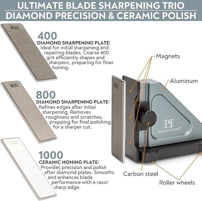 Rolling Knife Sharpener with Adjustable 10° to 40° Options and Adjustable Grinding Height, Knife Sharpener Kit, Roller Knife Sharpening System - Bloomnest