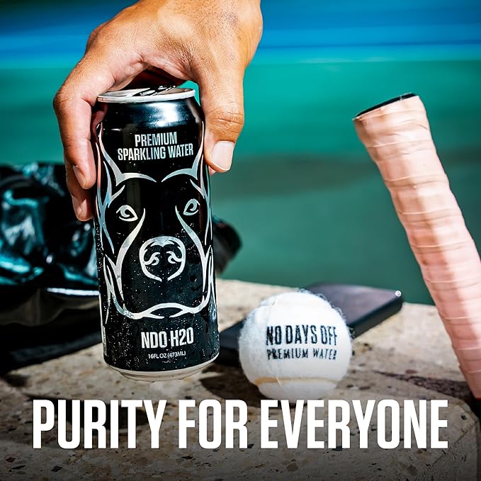 NO DAYS OFF Premium Sparkling Water - 12 Pack,16 fl oz, Unflavored - Ultra-Purified Reverse Osmosis with Gentle Carbonation, BPA-free 100% Recyclable Cans - Bloomnest