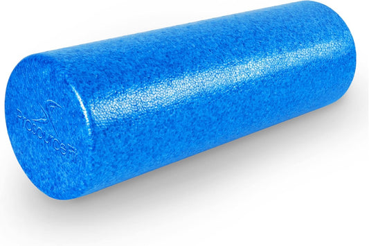ProsourceFit High Density Foam Rollers 12 - inches Long, Firm Full Body Athletic Massage Tool for Back Stretching, Yoga, Pilates, Post Workout Muscle Recuperation, Black/Blue