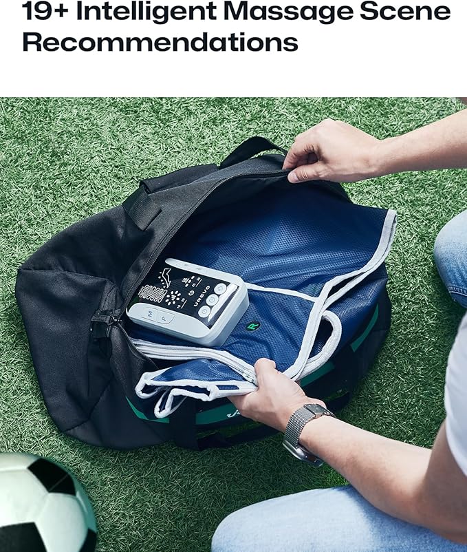 UREVO Smart Leg Recovery PT Pro, AI-Powered Tech Rechargeable Air Compression Massager Boots for Circulation, Smart Pain Senser and Foot Muscle Recovery to Athletes After Summer Sports, Blue - Bloomnest