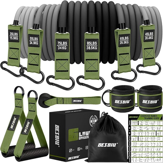 Heavy Resistance Bands for Working Out, 300lbs/360lb/420lb Exercise Bands Workout Bands with Handles, Door Anchor, Ankle Straps, Home Gym Workout Equipment for Men Fitness Strength Training Stretching - Bloomnest