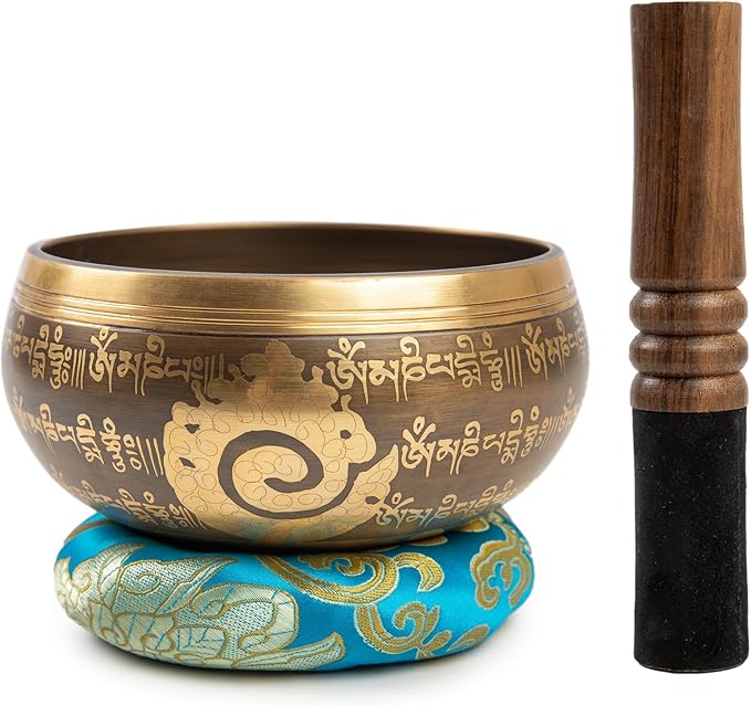 Tibetan Singing Bowl Set - 5" Plain Sound Bowl with Gift Box - Easy To Play for Beginners - Authentic Handcrafted Mindfulness Meditation Chakra Healing Holistic Sound 7 by Himalayan Bazaar - Bloomnest