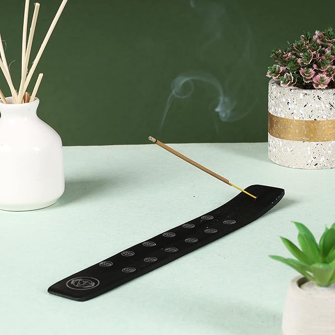 Bless-International Traditional-Handmade-Burner Wooden-Incense-Stick-Holder Ash-Catcher-Stand for-Aromatherapy-Meditation-Yoga (Black Strength) 10 Inches, Pack of 1 - Bloomnest