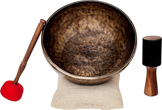 Large Tibetan Singing Bowl Set by Ohm Store — Jupiter Pure Bronze Meditation Sound Bowl 12 Inches, 2 Mallets and a Cushion — Sound Bath Instrument to Enhance Yoga, Prayer, Chakra Healing, and Mindset - Bloomnest