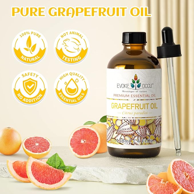 EVOKE OCCU 100% Pure Grapefruit Essential Oil for Diffuser, Aromatherapy, Skin - 4 Fl Oz - Bloomnest