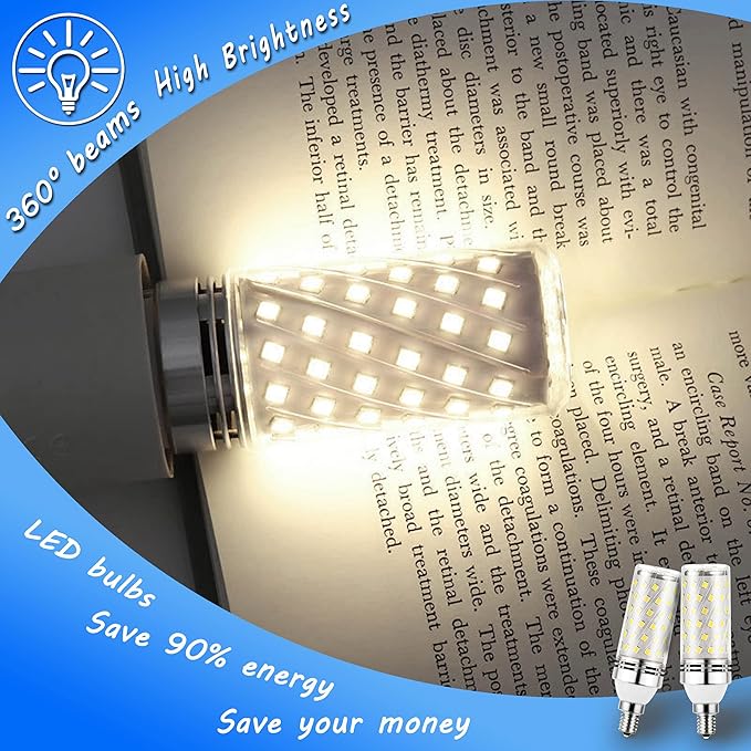 E12 100 watt Replacement Led Candelabra Bulbs, E12 12W Led Candle Light Bulbs T6 C7 1200lm, 4000k Natural White E12 Base Chandelier Pendant Ceiling Fan Bulbs, Non-Dimmable, 4Pack - Bloomnest