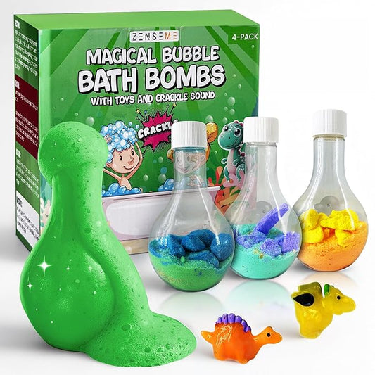 Bath Bombs for Boys with Mini Toy Ducks Inside – Kids Bath Bombs Powder - Bubble Bath for Kids – Bathtime Experiment Kit Mix - Blast of Foam & Colour Surprise – Gift Set of 4 - Bloomnest