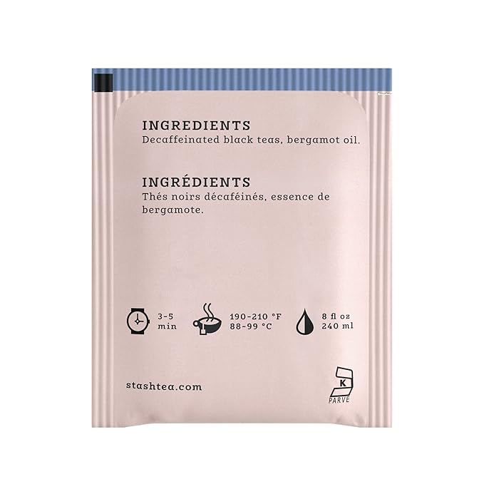 Stash Tea Decaf Earl Grey Black Tea - Decaf, Non-GMO Project Verified Premium Tea with No Artificial Ingredients, 18 Count (Pack of 6) - 108 Bags Total - Bloomnest
