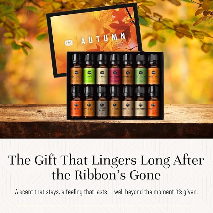 P&J Trading Fragrance Oil Autumn Set of 14 Fragrance Oils for Candle Making, Soap Making, Home Diffuser Oil PJTrading