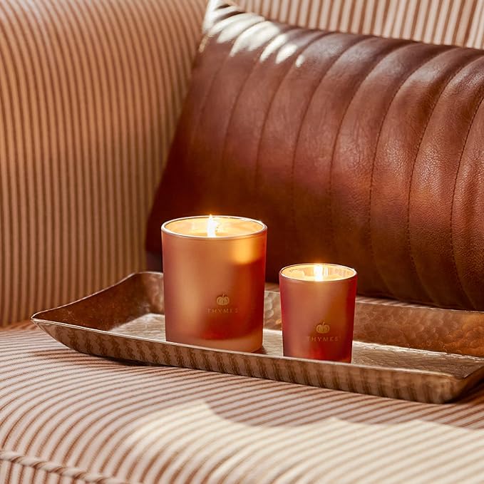 Thymes Scented Candles for Home Decor - Luxury Home Fragrance Gifts for Women & Men - Fall Candles with Creamy Pumpkin, Nutmeg, & Cinnamon - Burnt Orange (Pumpkin Laurel, 6.5 oz) - Bloomnest