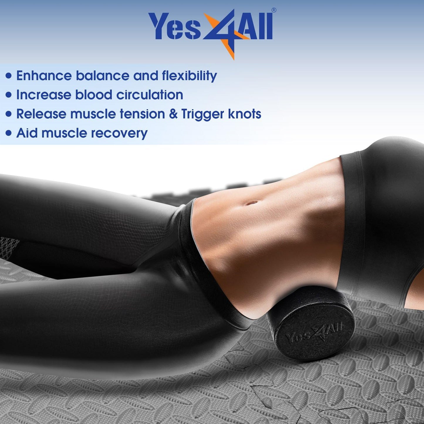 Yes4All High-Density EPP Round Back Roller Foam, Exercise Foam Roller for Yoga, Pilates & Stretching - 12, 18, 24, 36 inch