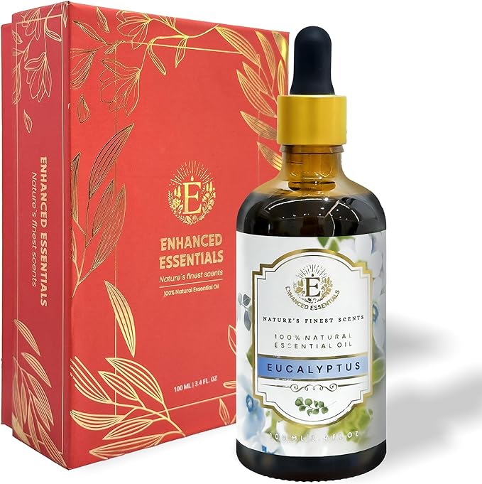 Luxurious Eucalyptus Essential Oil by Enhanced Essentials|Highly Concentrated,Organic & Slow Distilled Oils for Home,Diffusers,Bath,Gifting,Soap & Candle Making|Ideal for Business| 3.38 fl oz (100 ml) Bloomnest