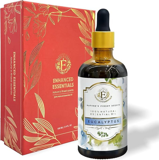 Luxurious Eucalyptus Essential Oil by Enhanced Essentials|Highly Concentrated,Organic & Slow Distilled Oils for Home,Diffusers,Bath,Gifting,Soap & Candle Making|Ideal for Business| 3.38 fl oz (100 ml) Bloomnest